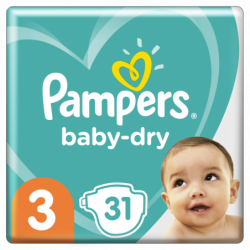 Pampers Baby-Dry Taille 3, 31 Couches